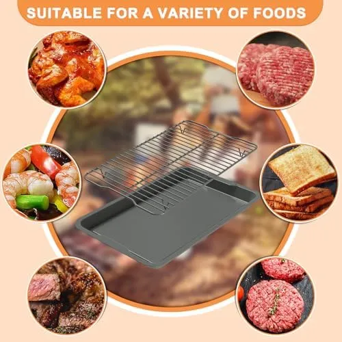 Premium Cookware Set for Ninja Foodi Neverstick Pan, Nonstick Baking Sheet Pan/Cooling Rack for Bacon, Pizza, Oven Safe up to 500⁰F, with 10 x 15" Baking Pan & Raised Wire Rack, Dishwasher Safe