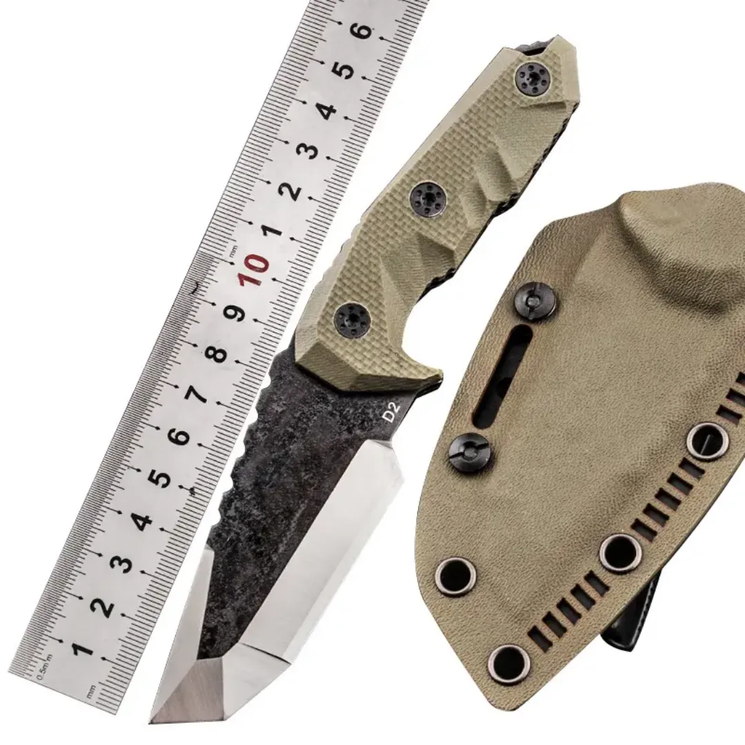 PrepPro “Fang” Tactical Knife – D2 Steel Fixed Blade with Belt Mount