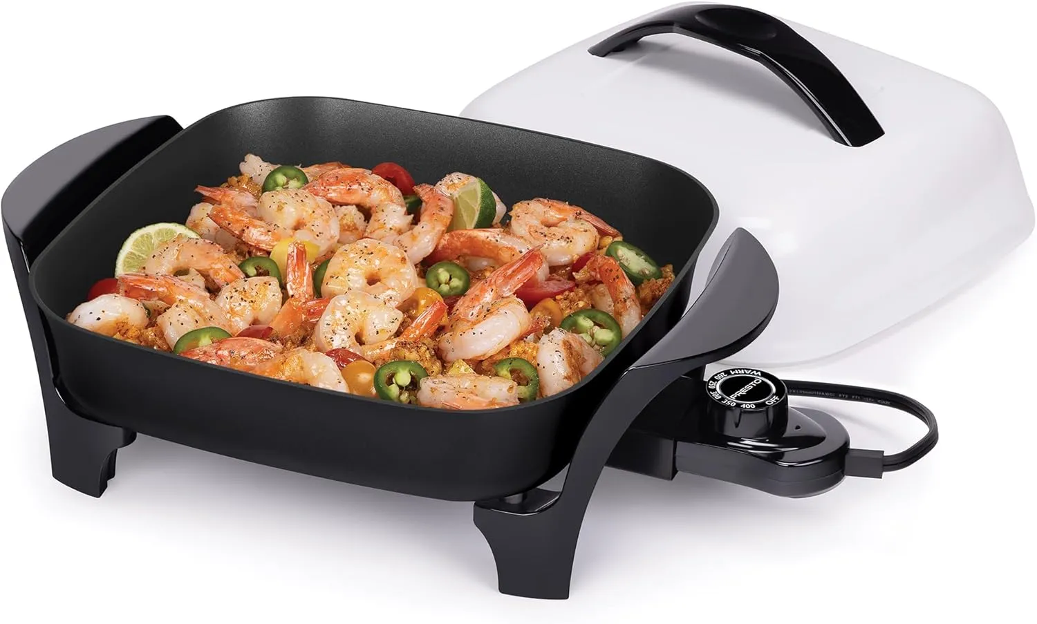 Presto 06620 11-Inch Electric Skillet,Black/White