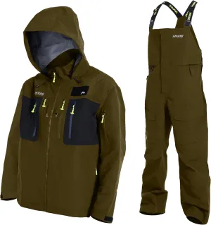 PRO Men's Fishing Rain Suit - 3-Layer Waterproof Breathable Wader Set Jacket&Bib Pant,Foul Weather Gear
