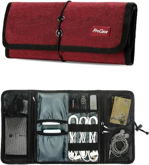ProCase Electronic Organizer Cord Pouch, Travel Cable Charger Phone Accessories Bag Organizer Roll up Tech Carrying Case for USB Cables SD Memory Cards Earphone Flash Hard Drive