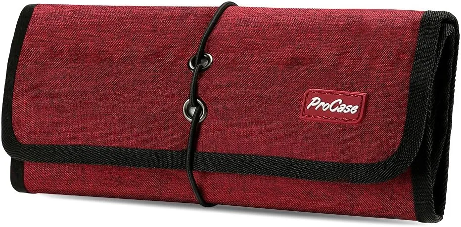 ProCase Electronic Organizer Cord Pouch, Travel Cable Charger Phone Accessories Bag Organizer Roll up Tech Carrying Case for USB Cables SD Memory Cards Earphone Flash Hard Drive