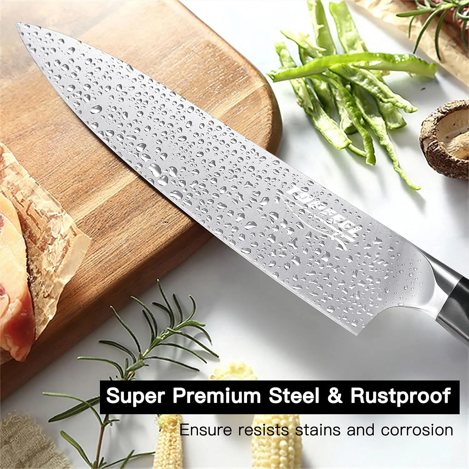 Professional Chef Knife Set Sharp Knife, German High Carbon Stainless Steel Kitchen Knife Set 3 PCS-8" Chefs Knife &7" Santoku Knife&5" Utility Knife, Knives Set for Kitchen
