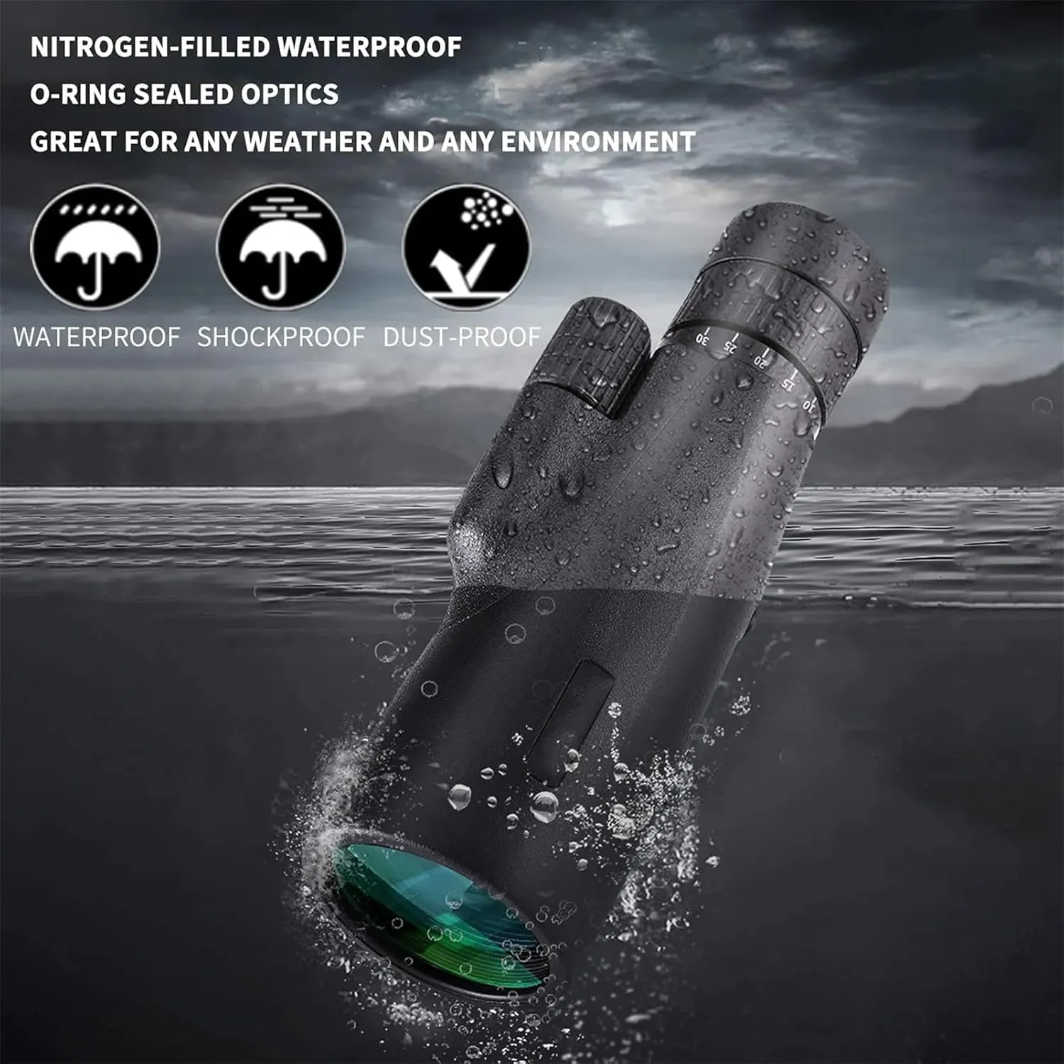 Professional Monocular Powerful Night Vision Telescope Long Range Spotting Scope Camping Hunting Fishing for Watching Bird Binoculars,Green 2