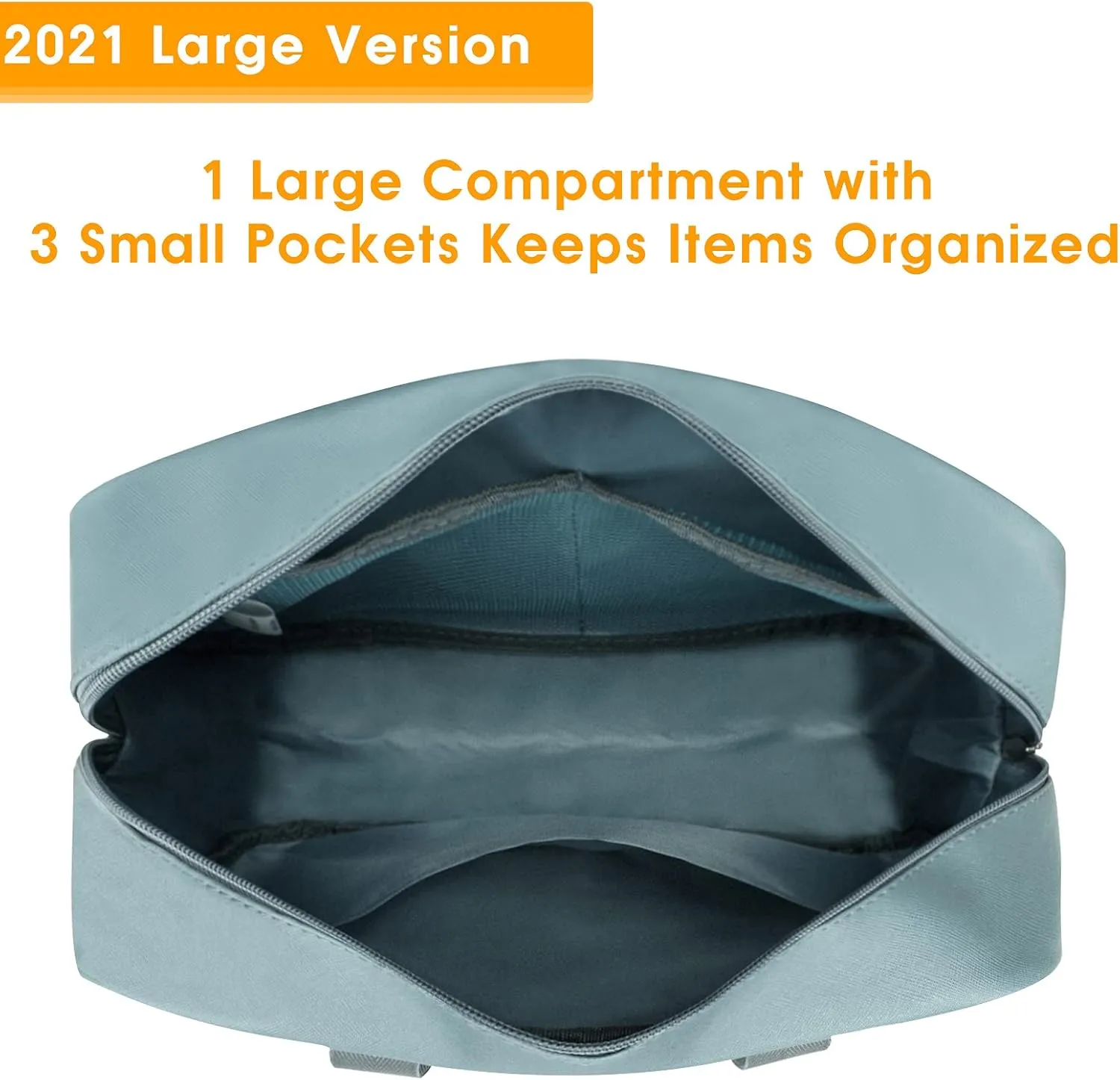 PU Leather Large Travel Toiletry Bag Women Toiletries Bag Skincare Bag Makeup Bag Organizer Make up bag Cosmetic Bag Medicine Bag for Girls (Large, Greyish Blue)
