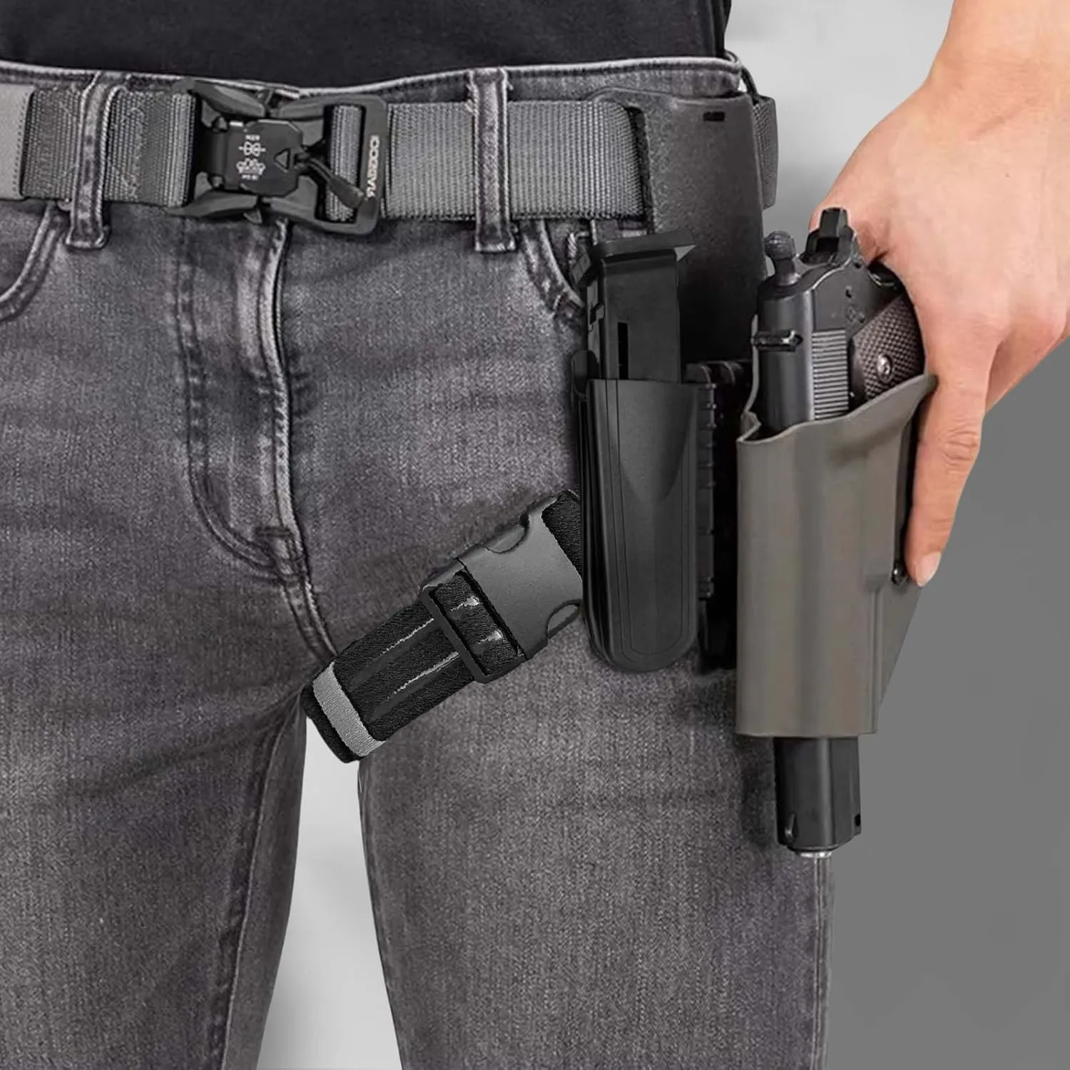 QLS with Mag Pouch | Quick Locking System Kit & Magazine Holster | Quick Draw Holsters | Plastic Fixing Back Clip 2.0 in/Belt Loop Adapter 2.25 in