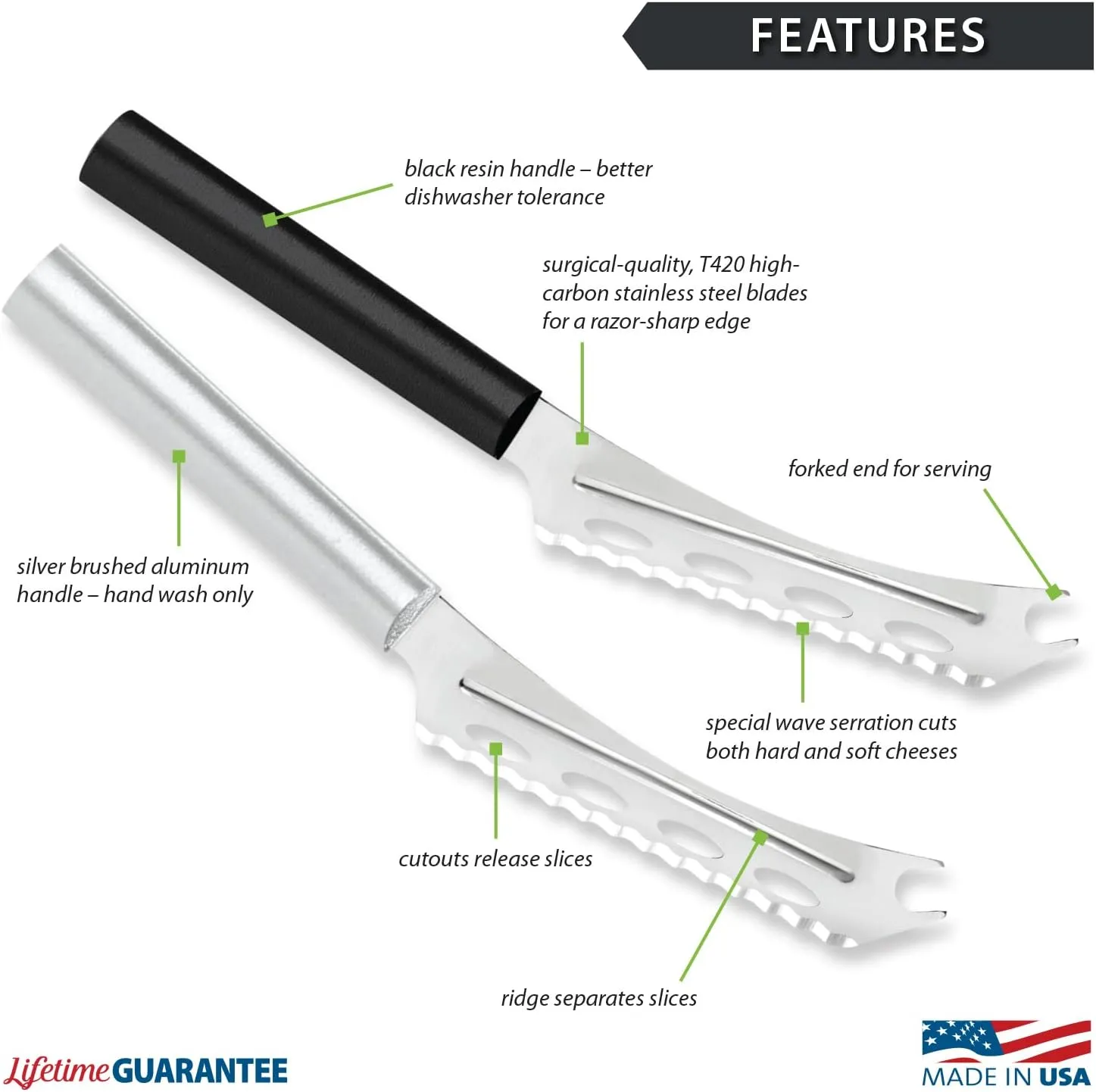 RADA Cutlery Cheese Knife, Made in USA, Silver Handle