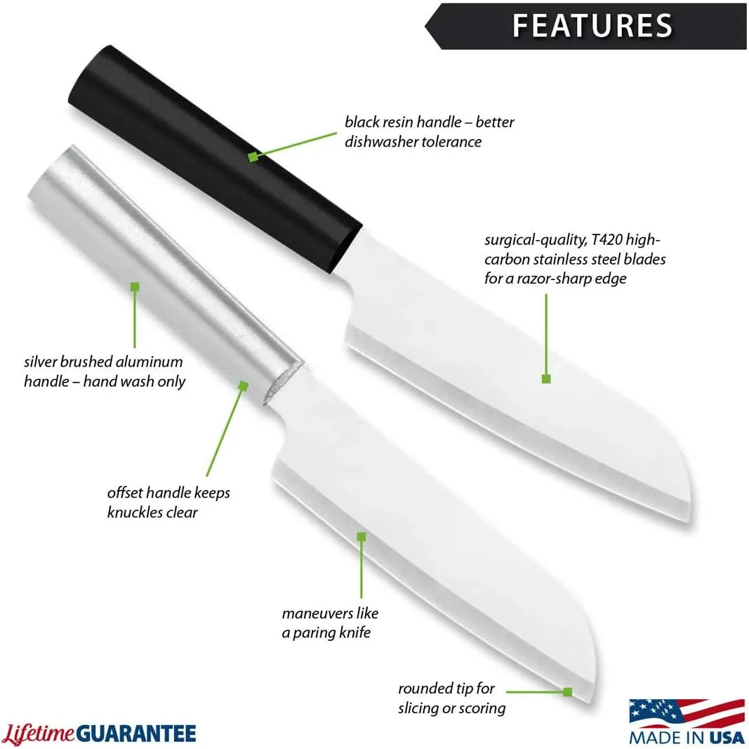 Rada Cutlery Cook’s Utility Knife (W240), 4.75" Stainless Steel Hollow Ground Blade, Made in USA, Black Handle