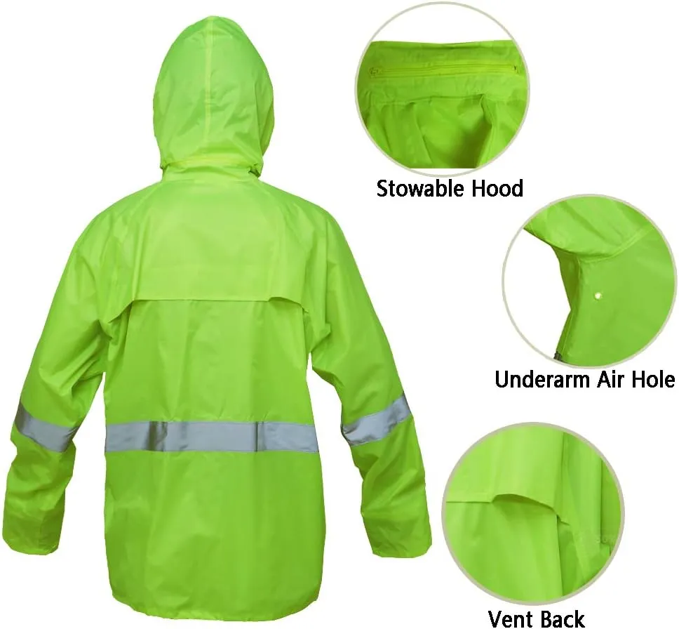 Rain Jacket Pants Suits for Men Women Waterproof Lightweight Rain Gear Coat Workwear
