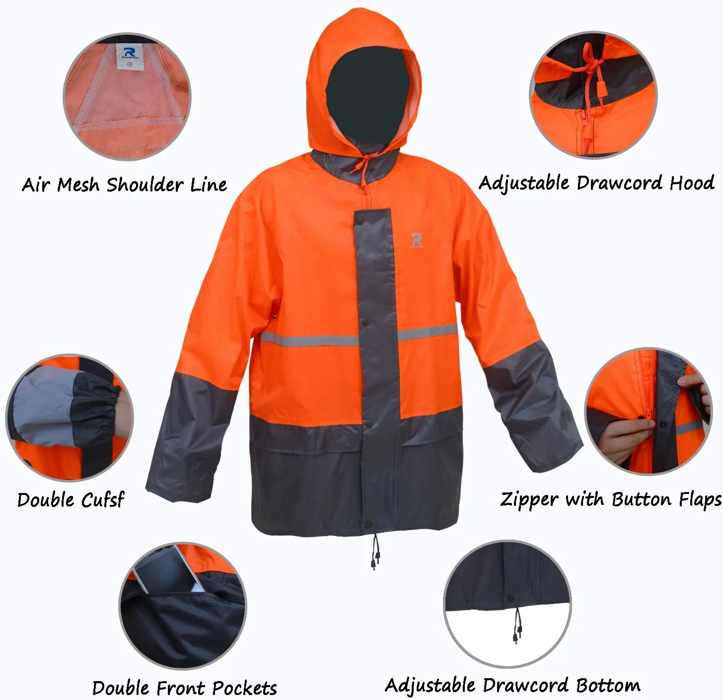 Rain Jacket Pants Suits for Men Women Waterproof Lightweight Rain Gear Coat Workwear