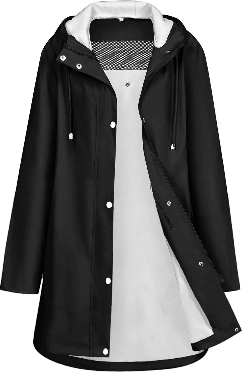 Rain Jacket Womens Waterproof with Hood, Long Rain Coat Windproof Windbreaker Outdoor Rain Trench Coat S-XXL