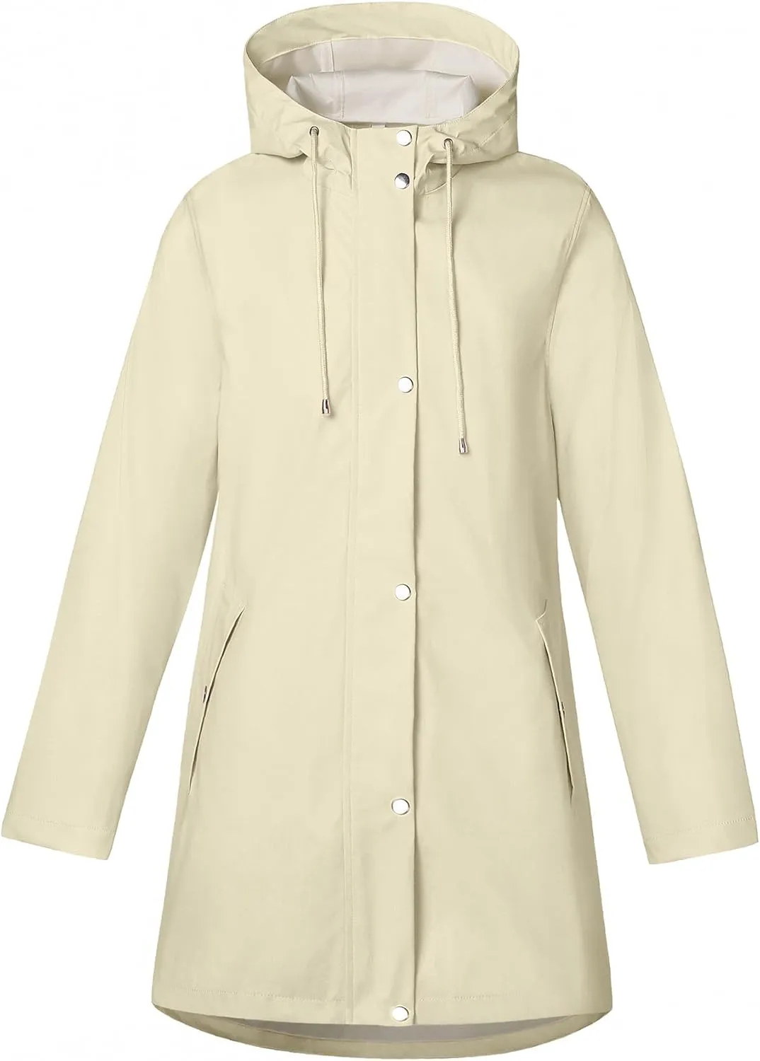 Rain Jacket Womens Waterproof with Hood, Long Rain Coat Windproof Windbreaker Outdoor Rain Trench Coat S-XXL