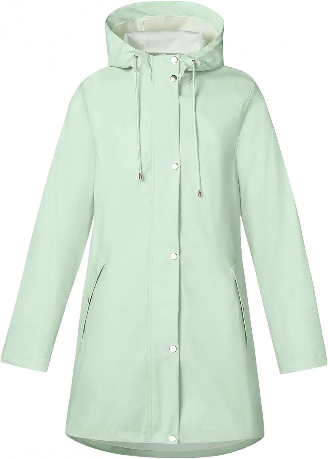 Rain Jacket Womens Waterproof with Hood, Long Rain Coat Windproof Windbreaker Outdoor Rain Trench Coat S-XXL