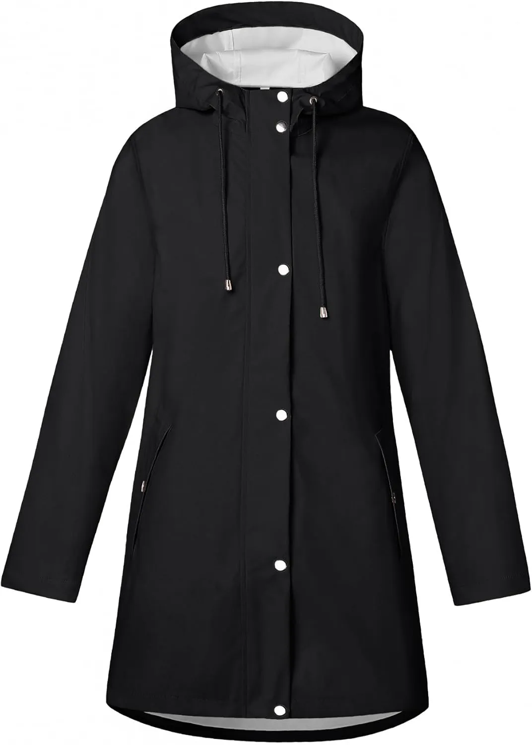 Rain Jacket Womens Waterproof with Hood, Long Rain Coat Windproof Windbreaker Outdoor Rain Trench Coat S-XXL