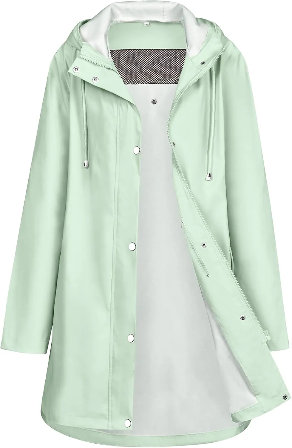 Rain Jacket Womens Waterproof with Hood, Long Rain Coat Windproof Windbreaker Outdoor Rain Trench Coat S-XXL