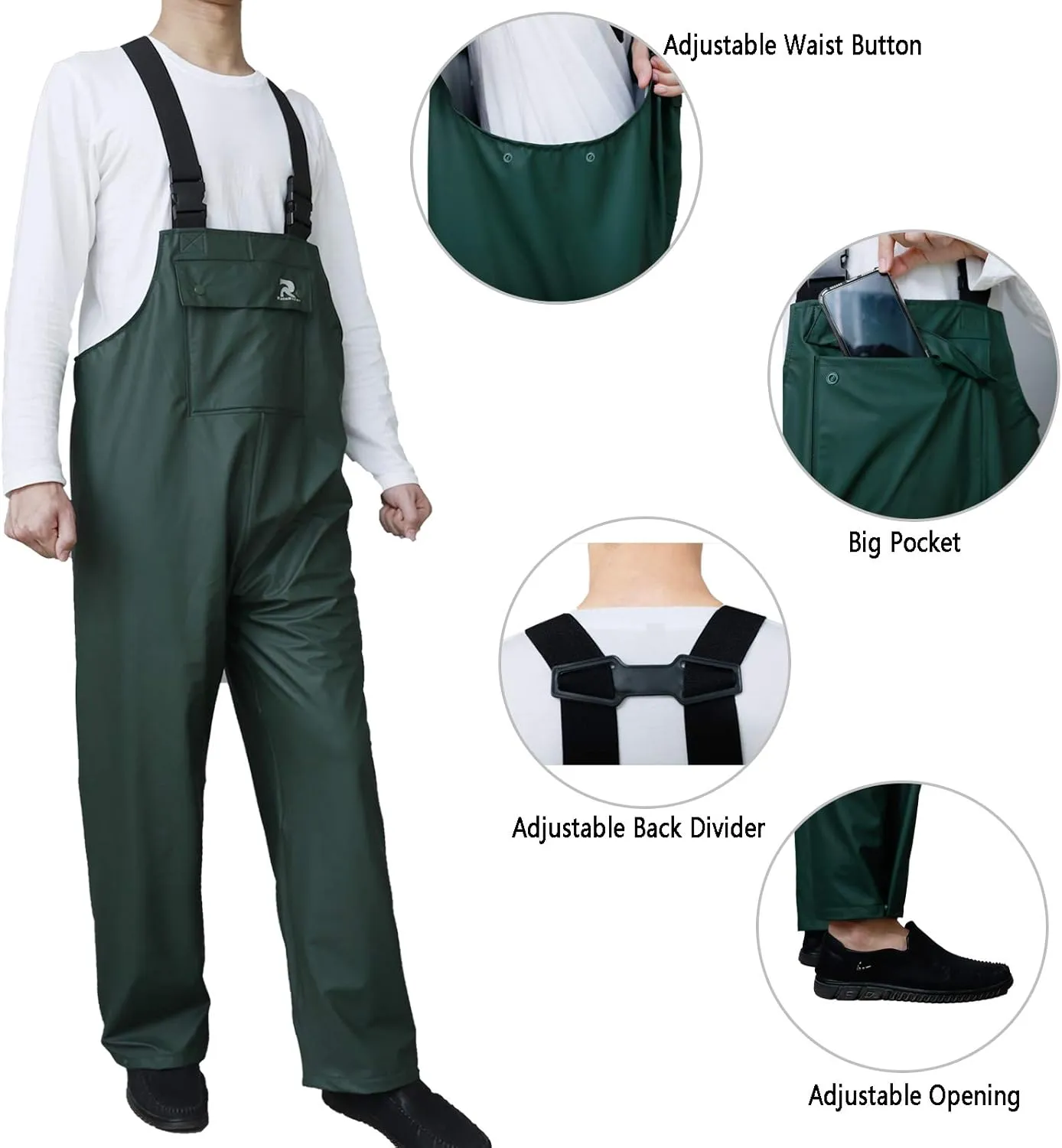 Rain Pants for Men Women Waterproof Rain Gear Bib Overalls Trousers for Fishing Hunting