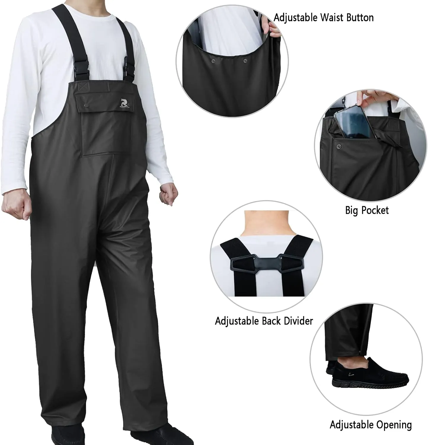 Rain Pants for Men Women Waterproof Rain Gear Bib Overalls Trousers for Fishing Hunting