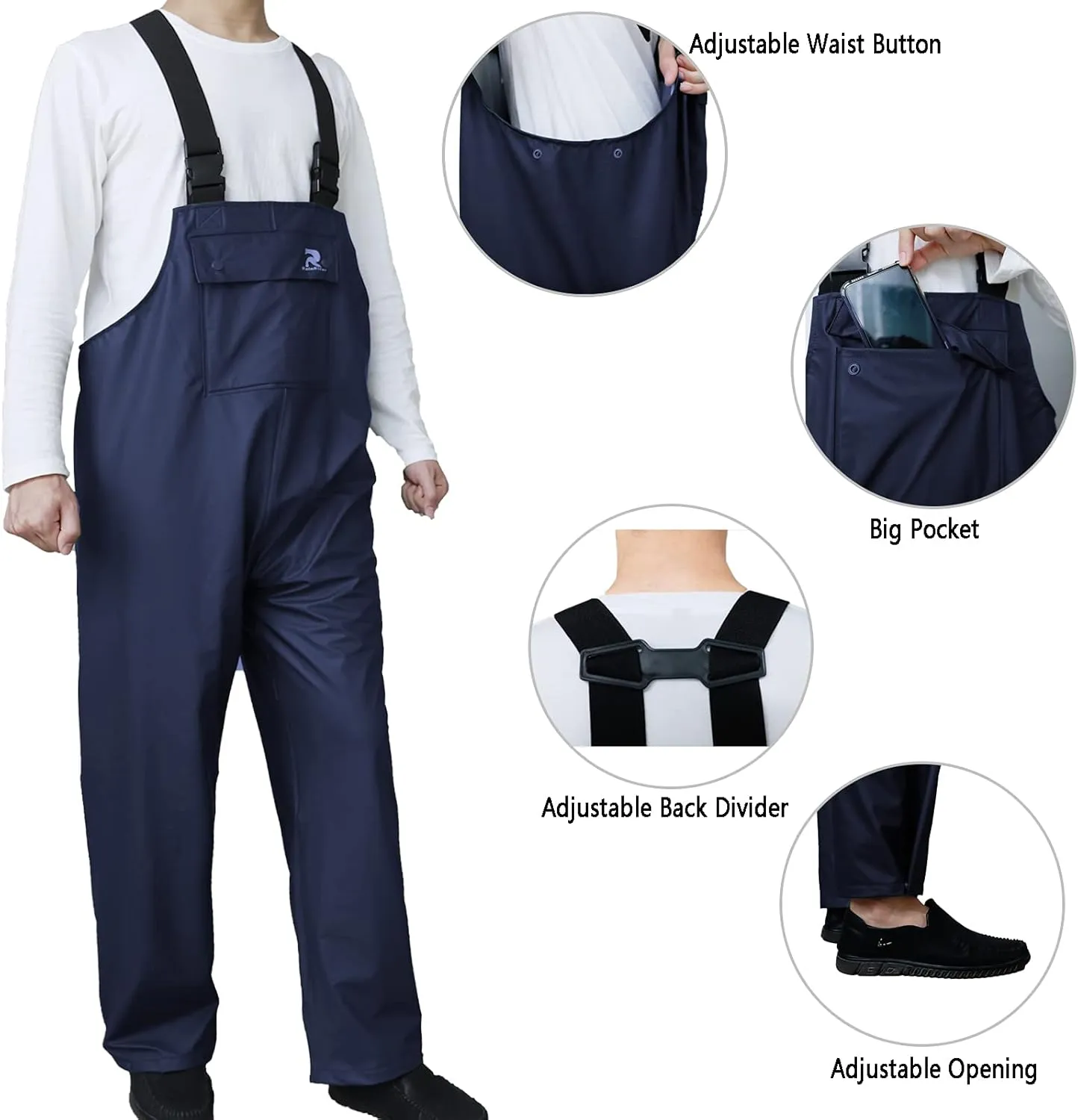 Rain Pants for Men Women Waterproof Rain Gear Bib Overalls Trousers for Fishing Hunting