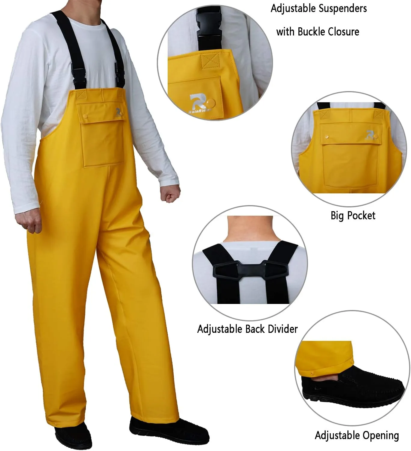 Rain Pants for Men Women Waterproof Rain Gear Bib Overalls Trousers for Fishing Hunting