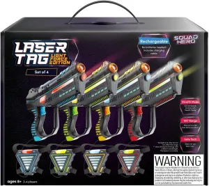 Rechargeable Laser Tag for Kids, Teens & Adults - Boys Gifts - Blasters & Vest Sensors - Fun Ideas Age 8  Year Old Toys - 4 Set - Lazer Teen Boy Games - Boys & Girls Outdoor Teenage Group Activities