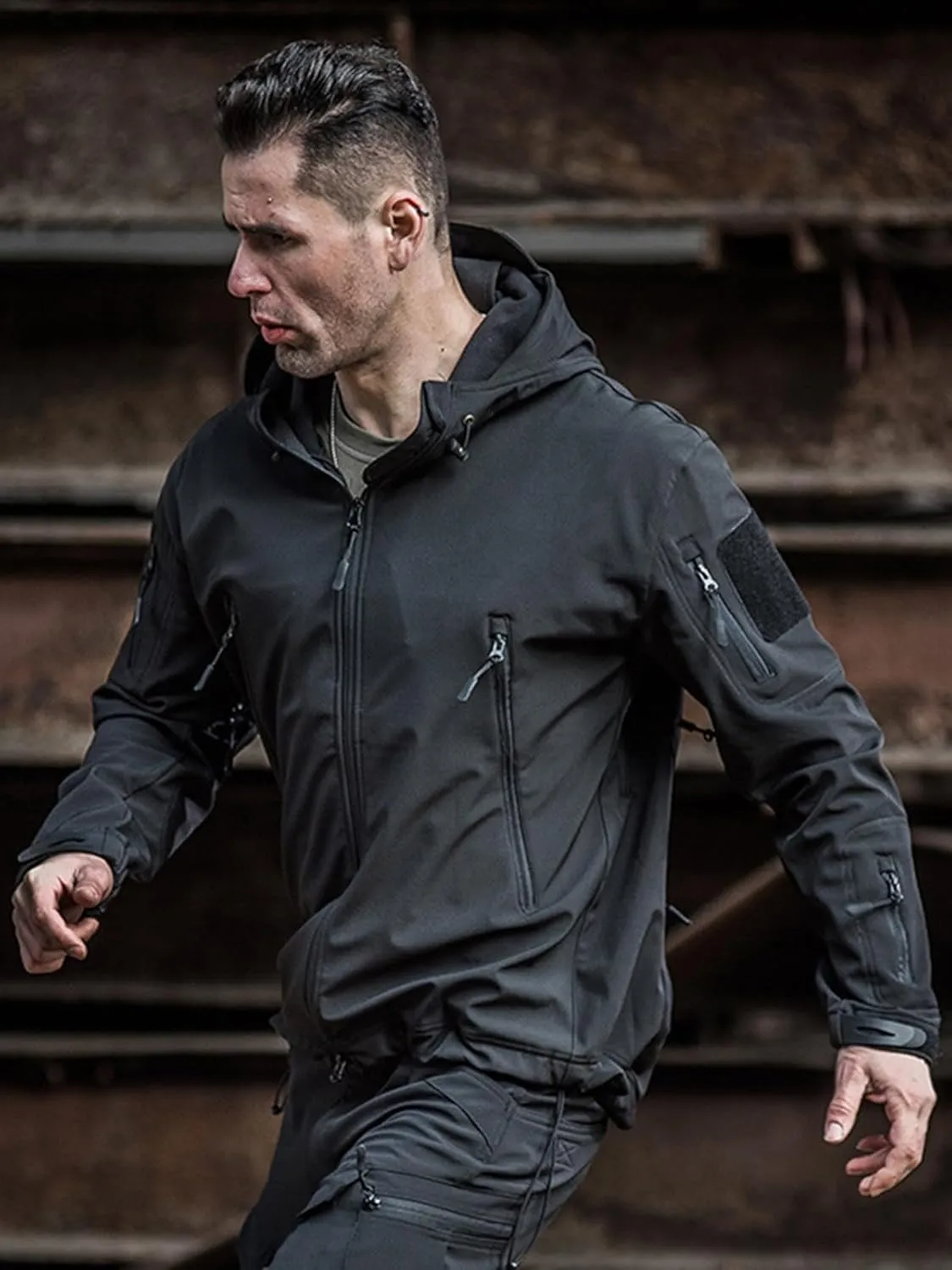 ReFire Gear Men's Army Special Ops Military Tactical Jacket Softshell Fleece Hooded Outdoor Coat
