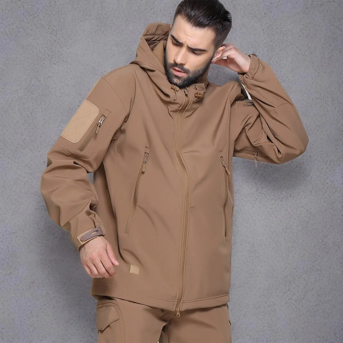 ReFire Gear Men's Army Special Ops Military Tactical Jacket Softshell Fleece Hooded Outdoor Coat