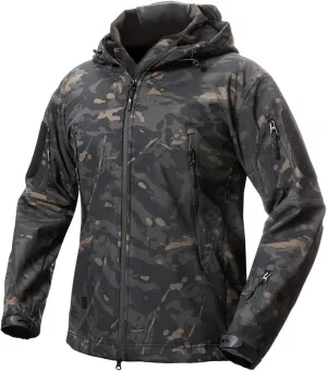 ReFire Gear Men's Soft Shell Military Tactical Jacket Outdoor Camouflage Hunting Fleece Hooded Coat