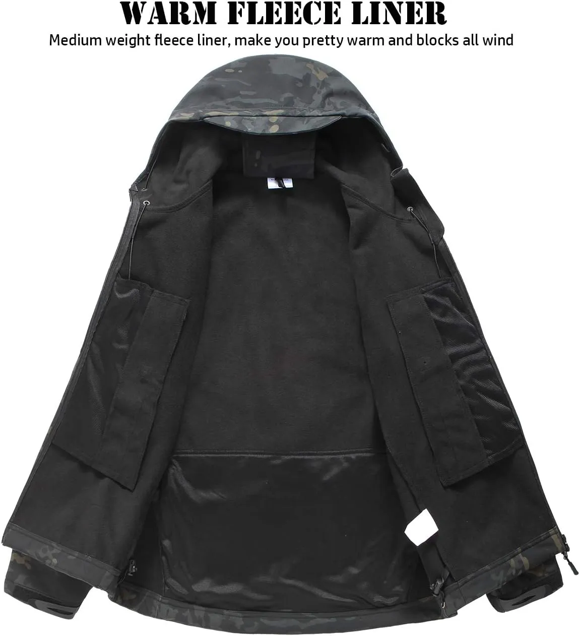 ReFire Gear Men's Soft Shell Military Tactical Jacket Outdoor Camouflage Hunting Fleece Hooded Coat