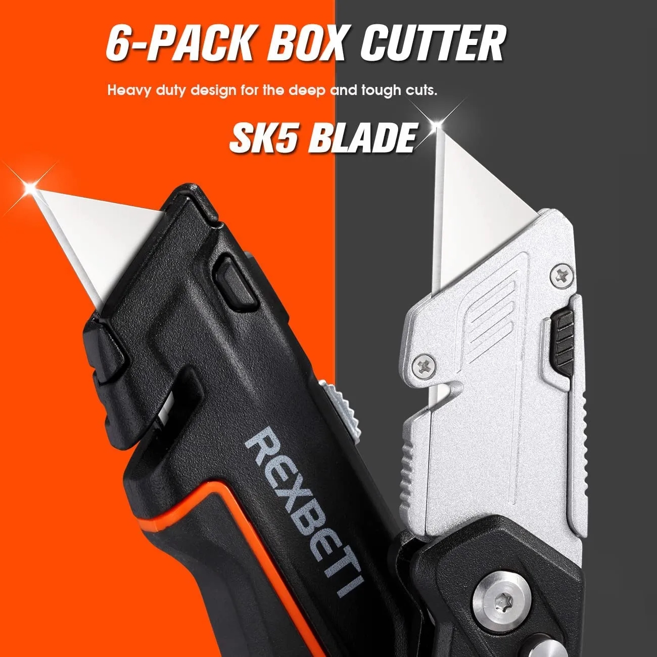 REXBETI 6 Pack Retractable Folding Utility Knife