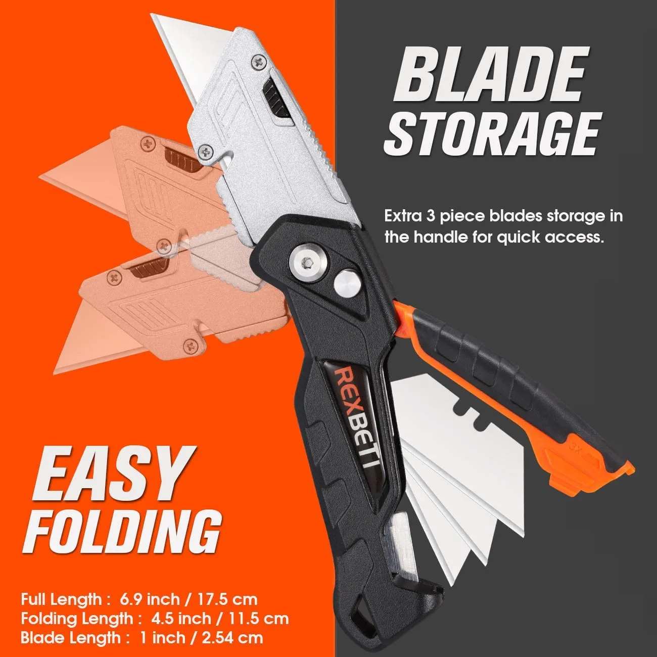 REXBETI 6 Pack Retractable Folding Utility Knife