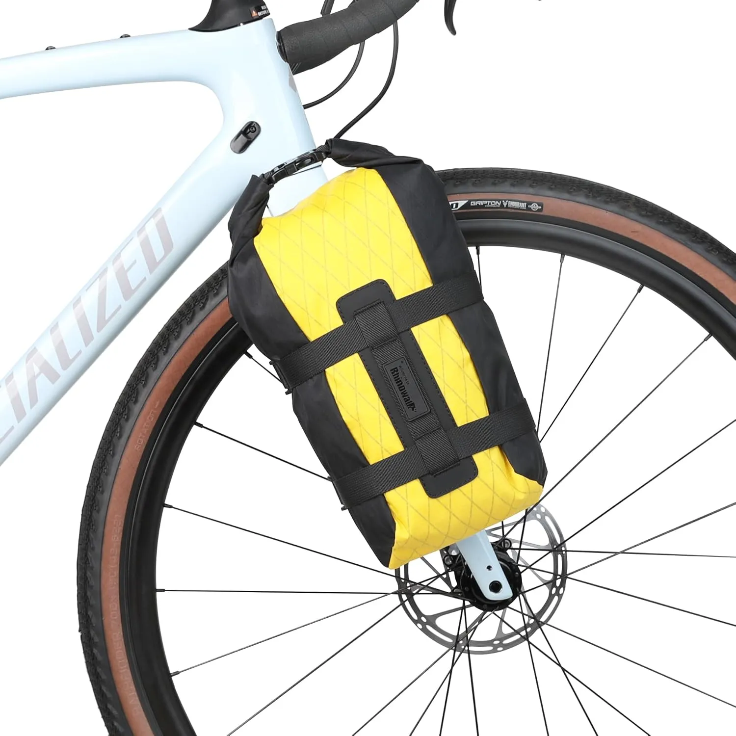 Rhinowalk Bike Fork Bag Waterproof Bicycle Pannier Bag 6.5L for Mountain Bike E-Scooter Long Distance Riding Package Cycling Accessories (Yellow)