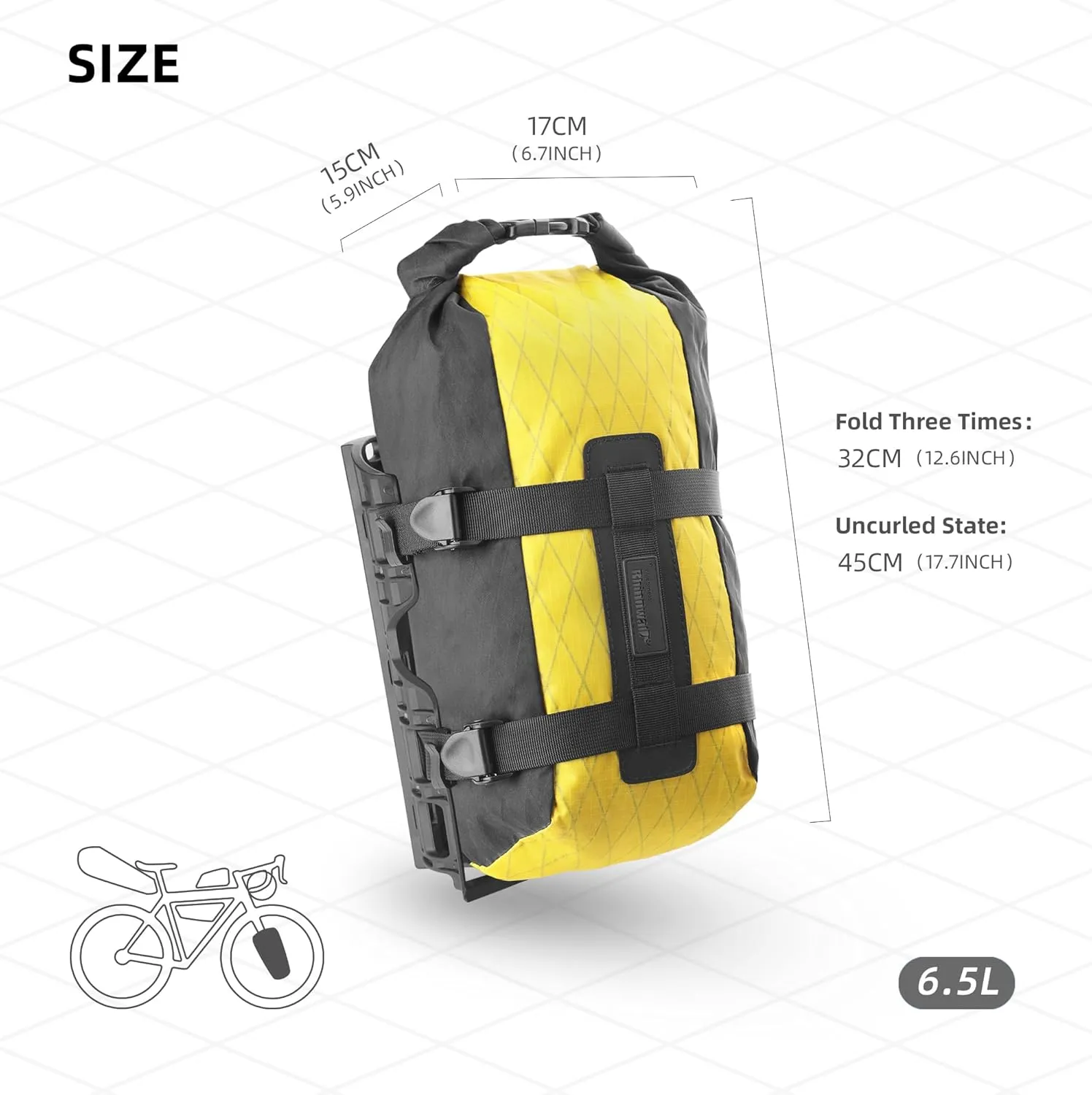 Rhinowalk Bike Fork Bag Waterproof Bicycle Pannier Bag 6.5L for Mountain Bike E-Scooter Long Distance Riding Package Cycling Accessories (Yellow)