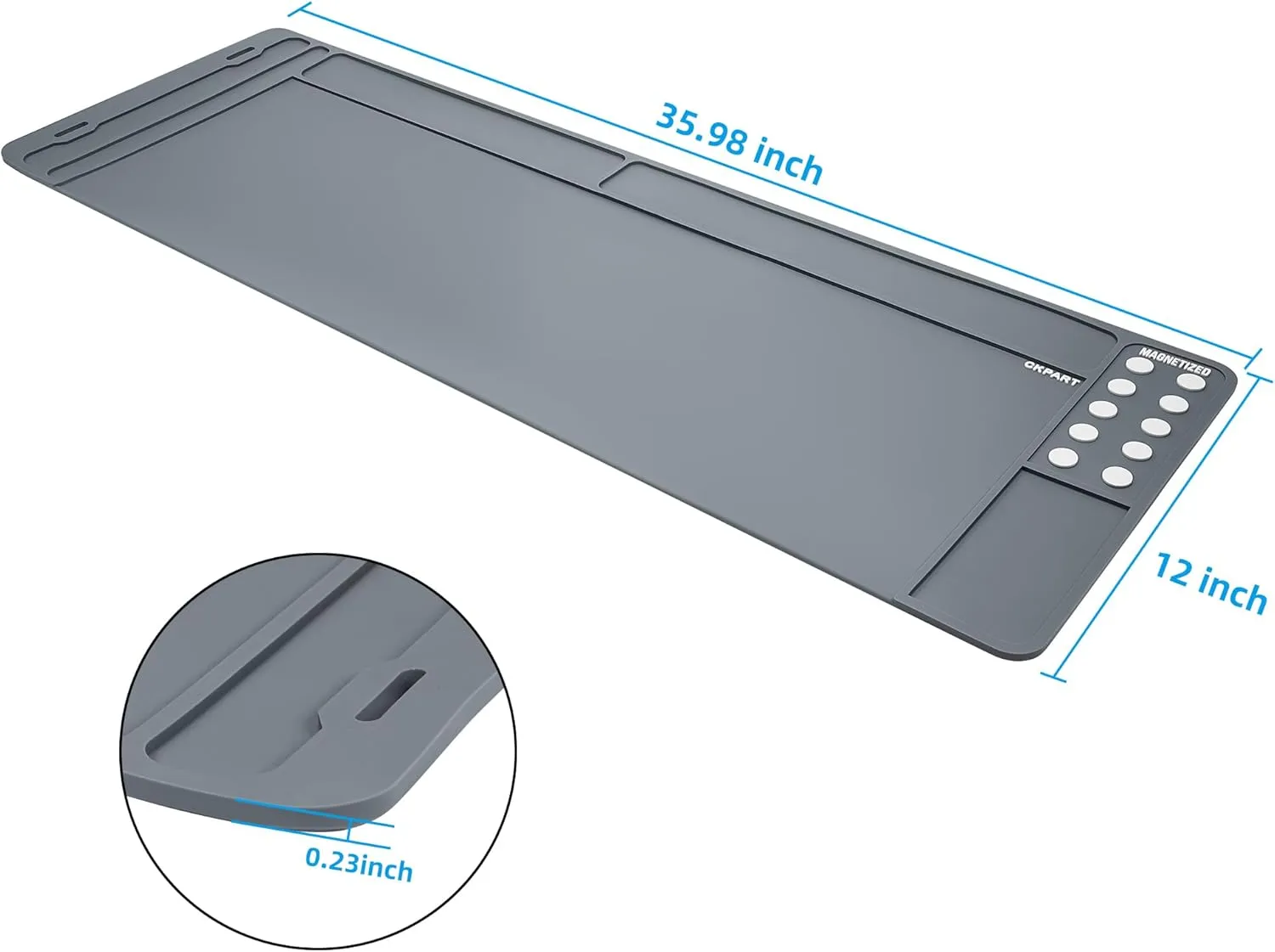 Rifle Gun Cleaning Mat, Anti-Slip Rubber Tactical Magnetic Mat, Gun Maintenance Mat,Gun Maintenance Mat for Gun Cleaning Kits 36" x 12"