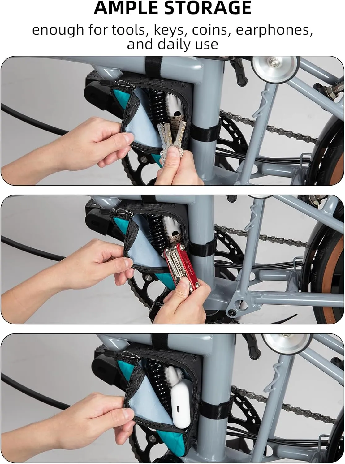 ROCKBROS Bike Frame Pouch Triangle Bike Pouch - Waterproof Small Bicycle Accessories for Boys Girls Men Women, Universally Compatible with Road Bikes, Brompton Bikes, Folding Bikes and Kids' Bikes