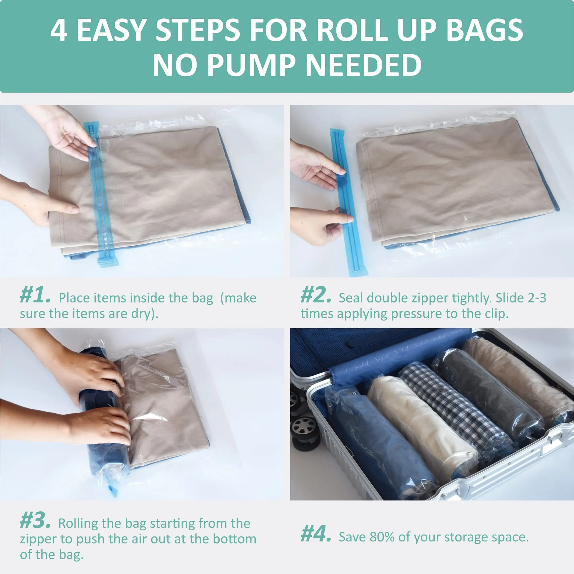 Roll-up compression bags
