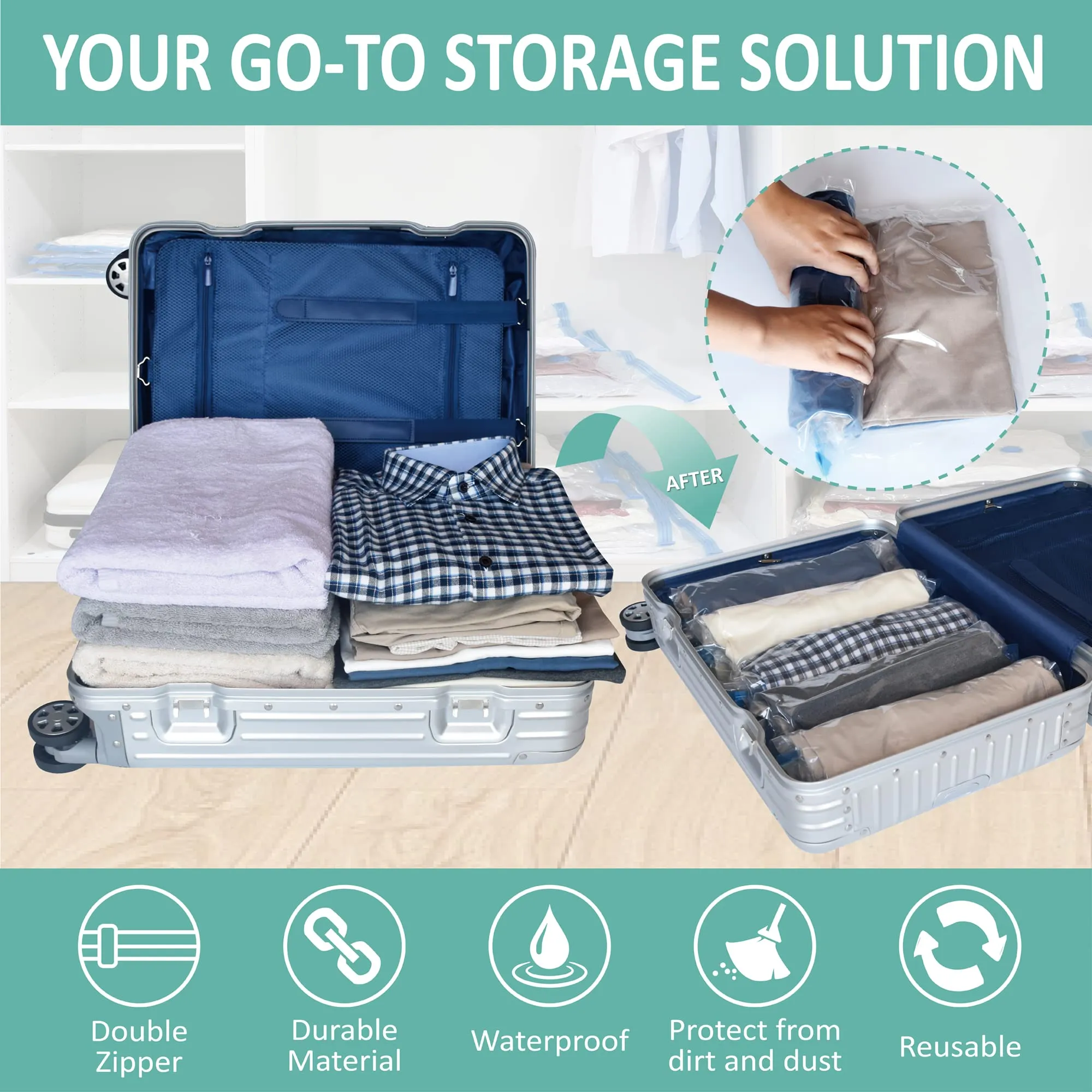 Roll-up compression bags