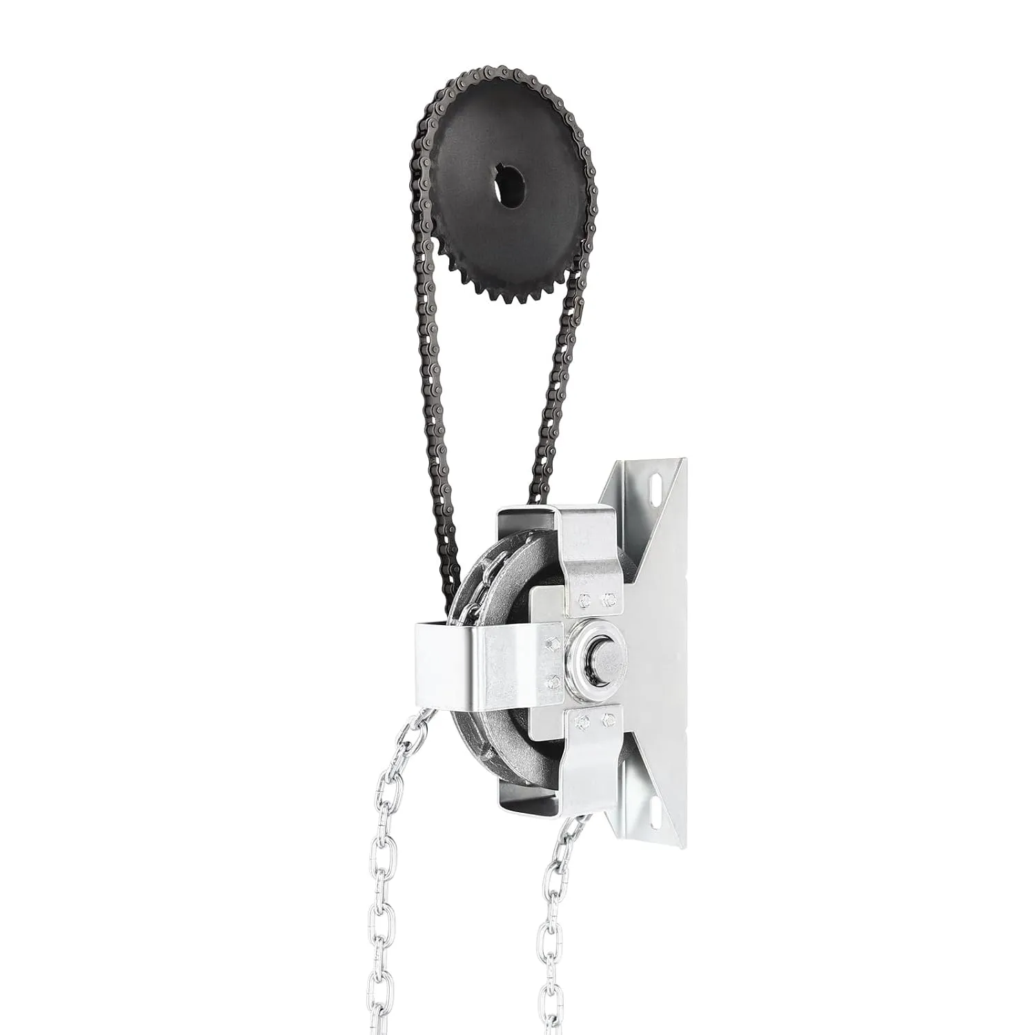 Roll Up Garage Door Opener, 3:1 Transmission Ratio 5.91in Gear Outer Diameter 26 ft Chain Garage Door Jackshaft Chain Hoist, Oll Up Garage Door Silver