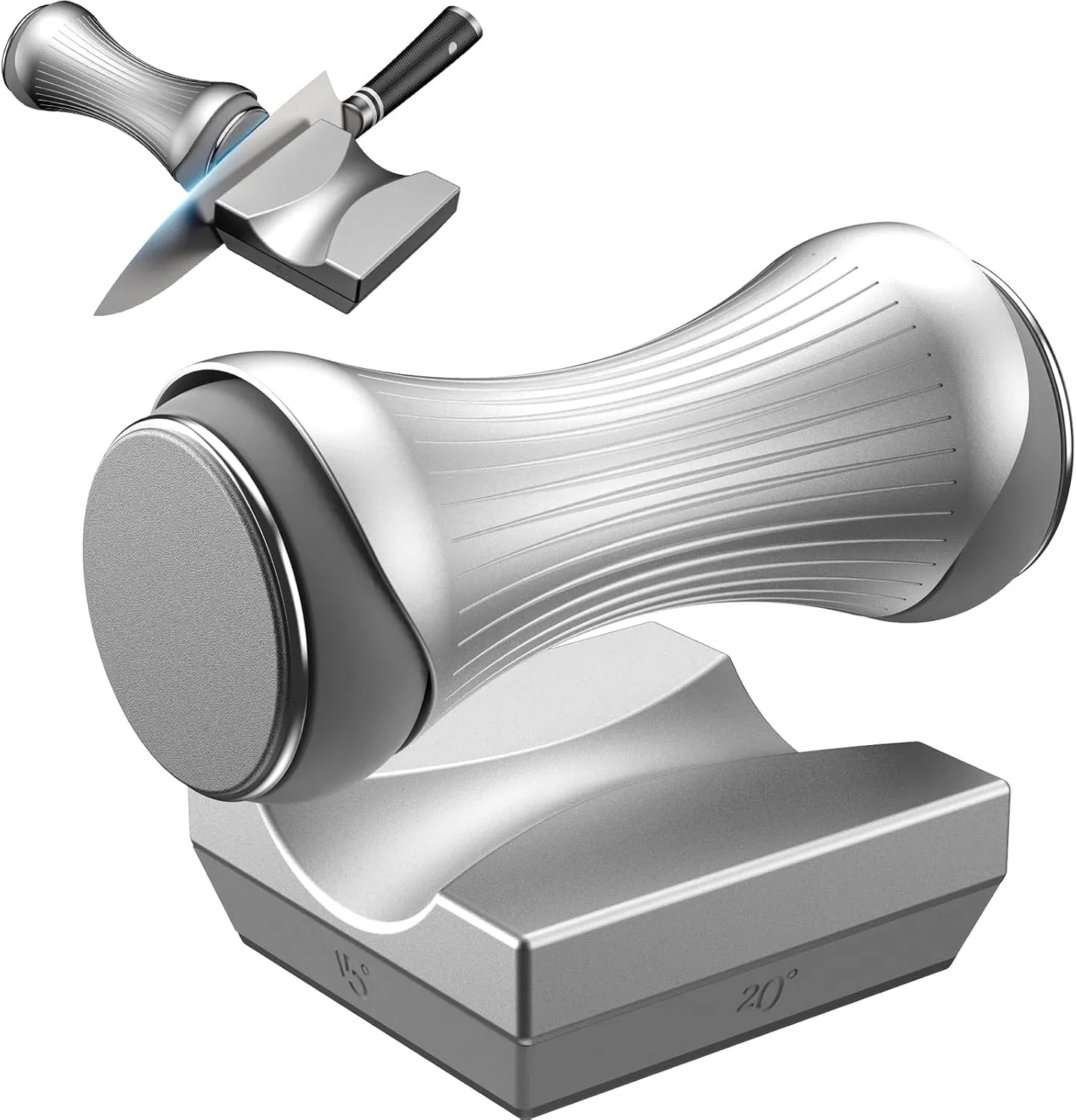Rolling Knife Sharpener Aluminum Alloy Gripable Blade Sharpener 360 & 600 Diamond and Strong Magnetic Base Knife Sharpening Kit With 15/18/20/24° Kitchen Knife Sharpener Works for Most Luxury Knife