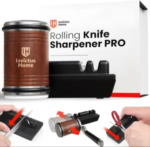 Rolling Knife Sharpener Kit with Diamond & Ceramic Disc Tumbler Knife Sharpener -  Magnetic Base for Kitchen Knives with 15° & 20° Angles - Sharpening Kit - Sharpeners
