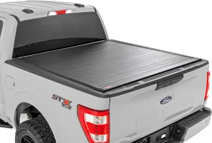 Rough Country Hard Roll-Up Tonneau Cover for Ford F-150 (2015-2025) F-150 Lightning (2022-2025) - Aluminum Truck Bed Cover, Fits 5'7 Bed (67")