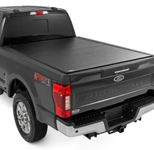 Rough Country Hard Roll-Up Tonneau Cover for Ford F-250/F-350 SuperDuty (2017-2025) - Aluminum Truck Bed Cover, Fits 6'10" Bed