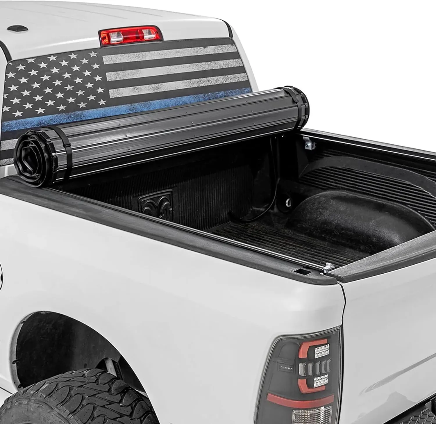 Rough Country Hard Roll-Up Tonneau Cover for Ram 1500 (2009-2018) & 2500 (2010-2024) - Aluminum Truck Bed Cover, Fits 6'4" Bed