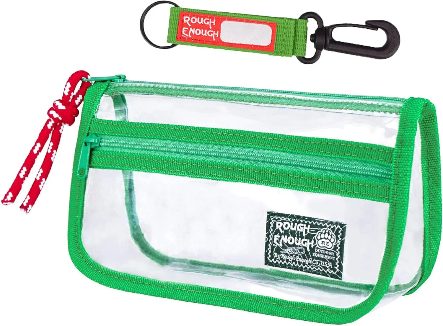 Rough Enough TSA Approved Toiletry Bag Small Clear Travel Makeup Case Pouch Organizer with Zipper Green