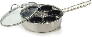 RSVP International Endurance® Egg Poacher Set for 6 Eggs | Glass Lid with Steam Vent | Perfectly Poached Eggs | Includes Non-Stick Poaching Insert | Dishwasher Safe