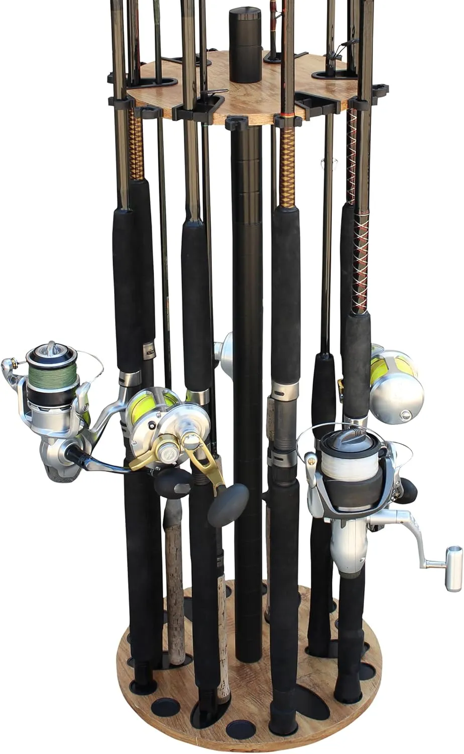 Rush Creek Creations 24 Round Fishing Rod Rack with 6" Extension Post - Fishing Pole Holder and Storage