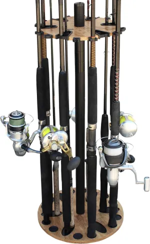Rush Creek Creations 24 Round Fishing Rod Rack with 6" Extension Post - Fishing Pole Holder and Storage