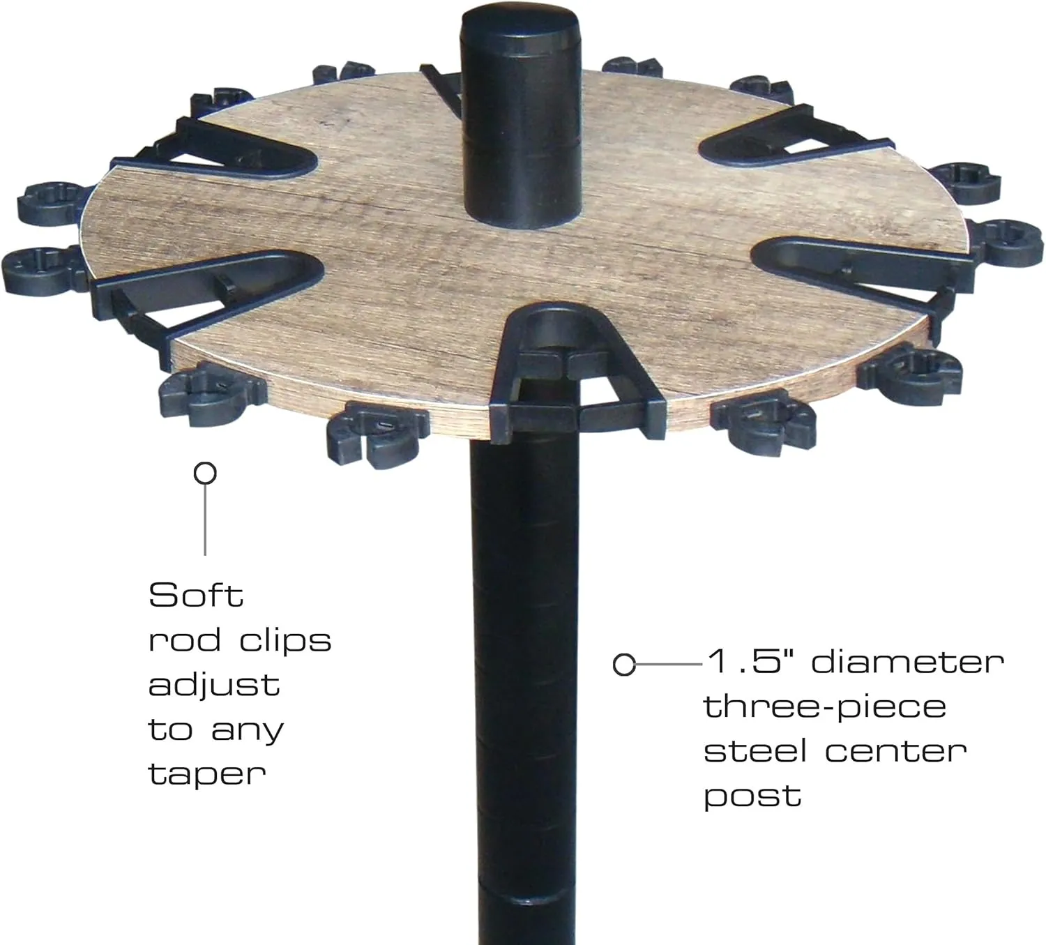 Rush Creek Creations 24 Round Fishing Rod Rack with 6" Extension Post - Fishing Pole Holder and Storage