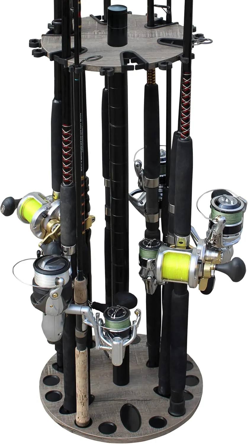 Rush Creek Creations 24 Round Fishing Rod Rack with 6" Extension Post - Fishing Pole Holder and Storage