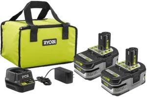RYOBI 18V ONE  Lithium  3.0 Ah Battery 2-Pack Starter Kit with Charger and Bag P166