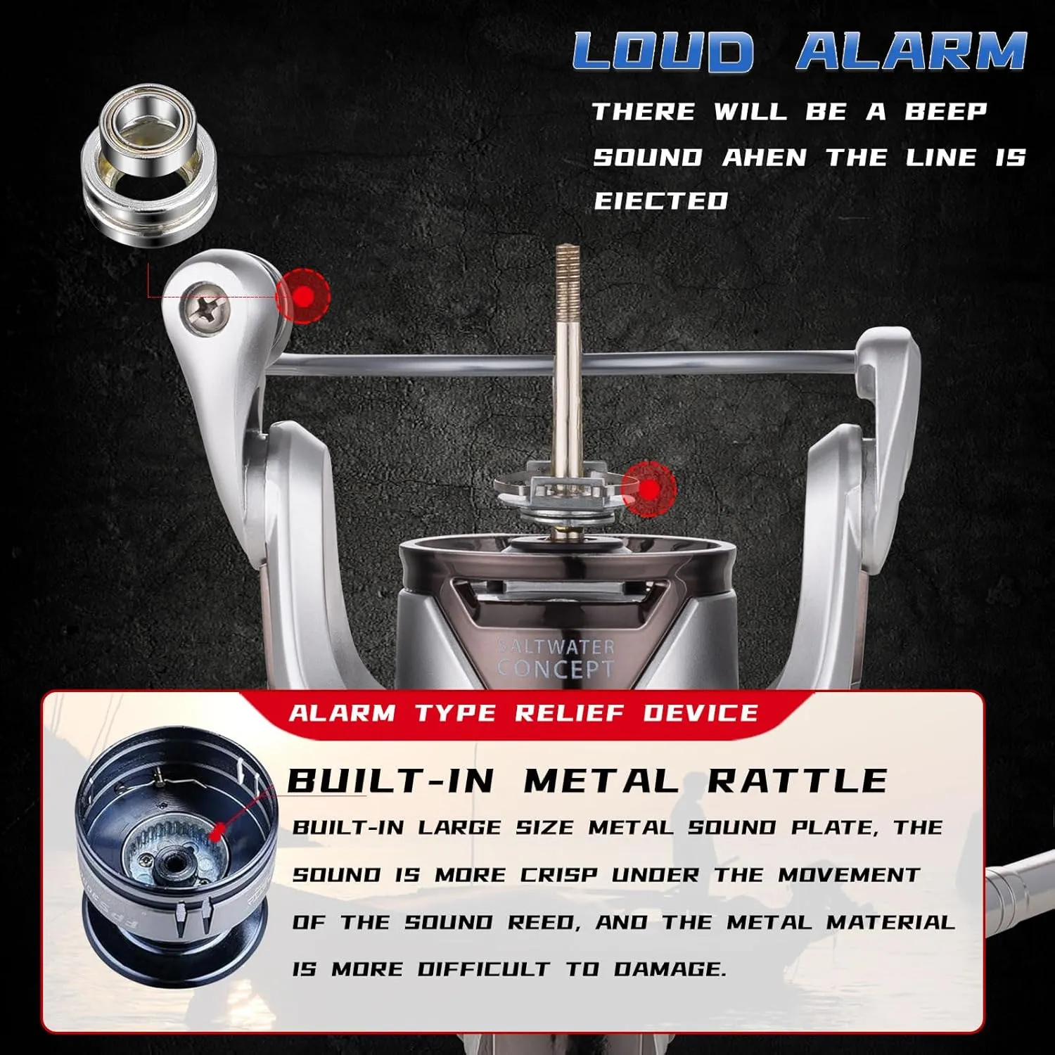 Saltwater Spinning Reel,13 1BB Ultra Smooth Saltwater Fishing Reels,Powerful Carbon Drag,CNC Aluminum Spool & Handle